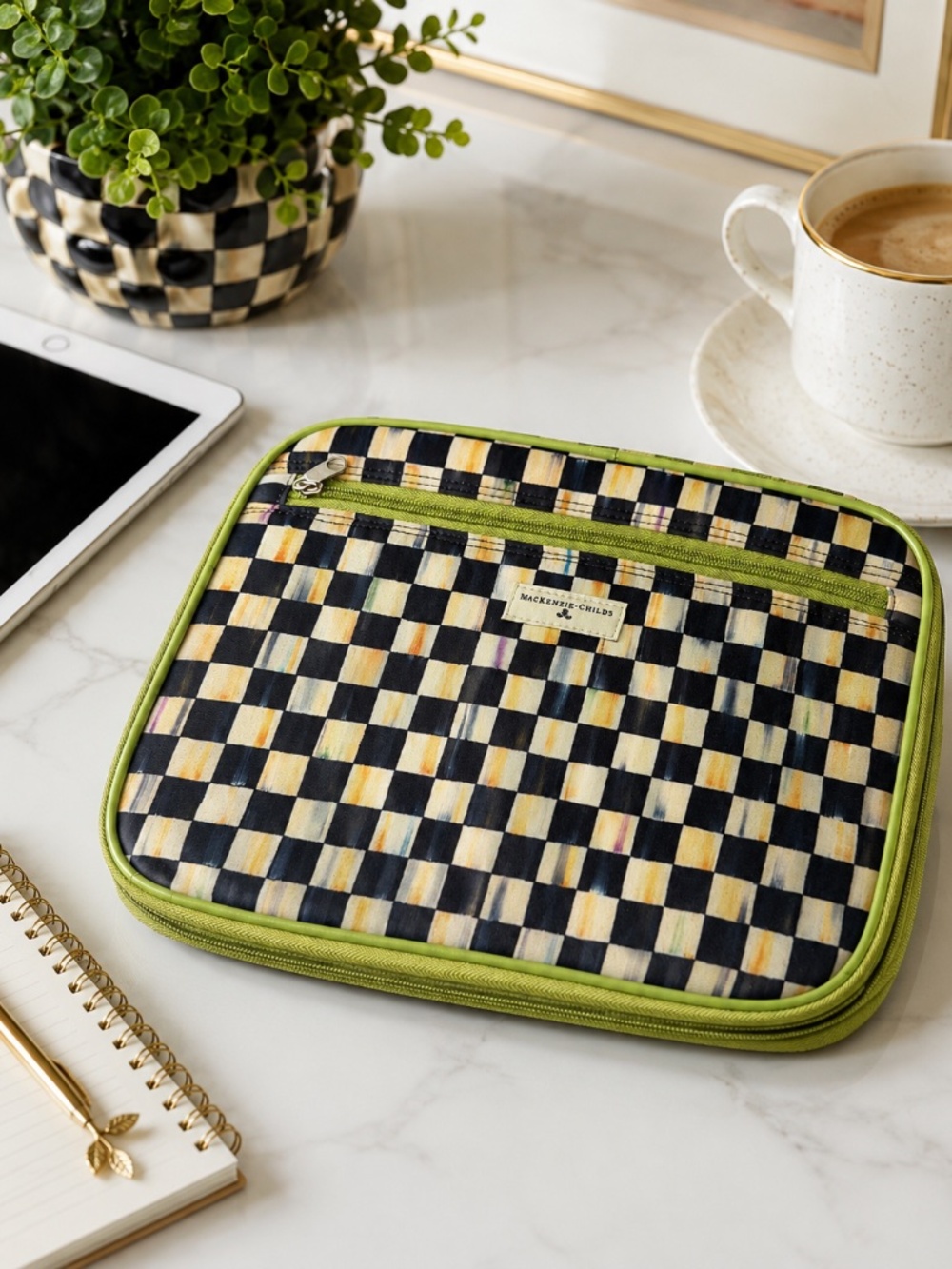 MacKenzie-Childs Courtly Check Tablet Case iPad Sleeve Organizer